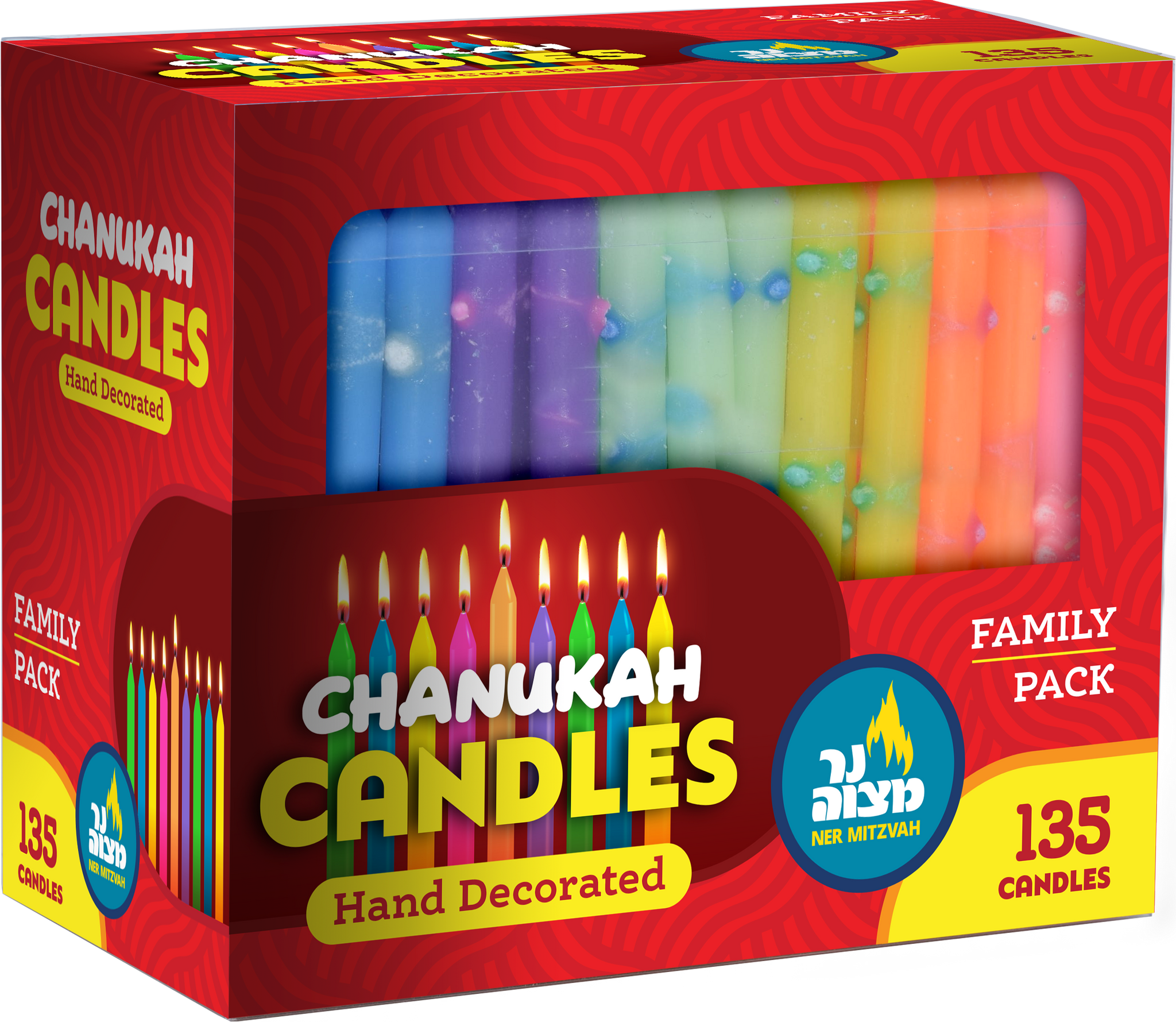 Family Pack Deorated Chanukah Candles