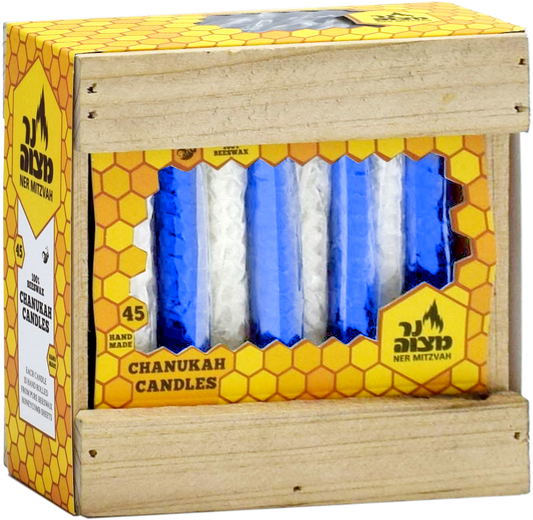 Honey Comb Chanukah Candles - Blue &White