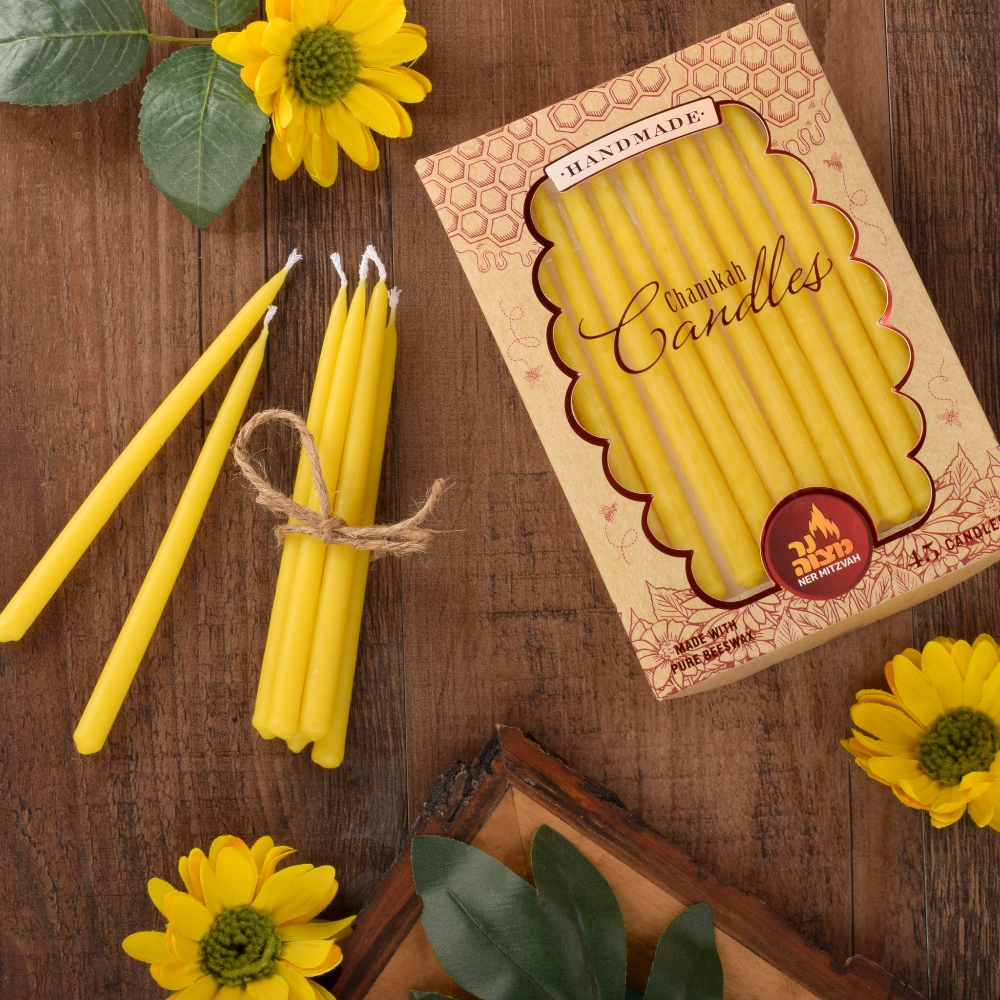 45pk. Yellow Beeswax Chanukah Candles