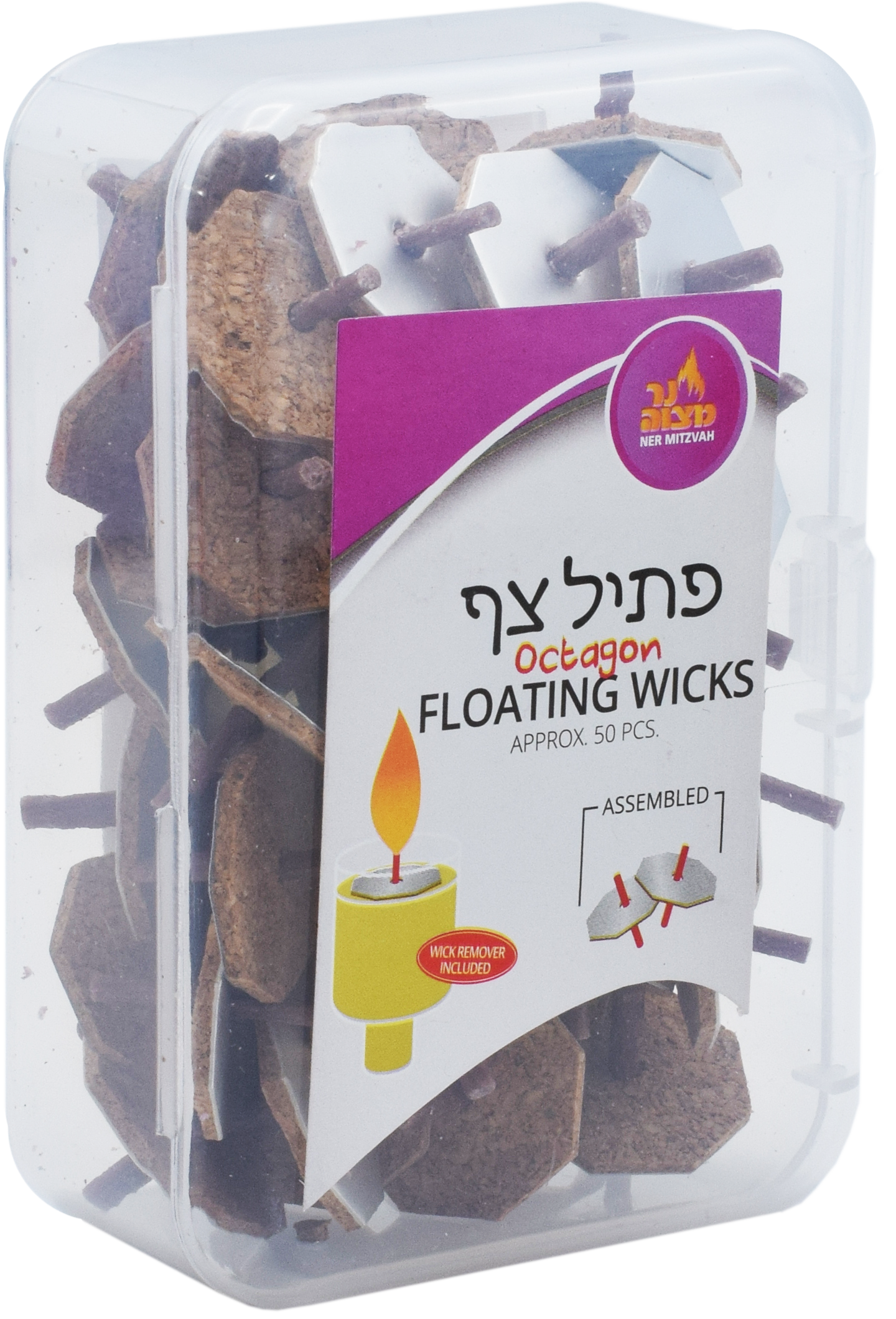 50pk. Standard Octagon Shape Floating Wicks Pre-Assembled