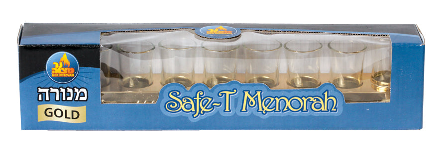 Oil Menorah with Glass Cups  Gold