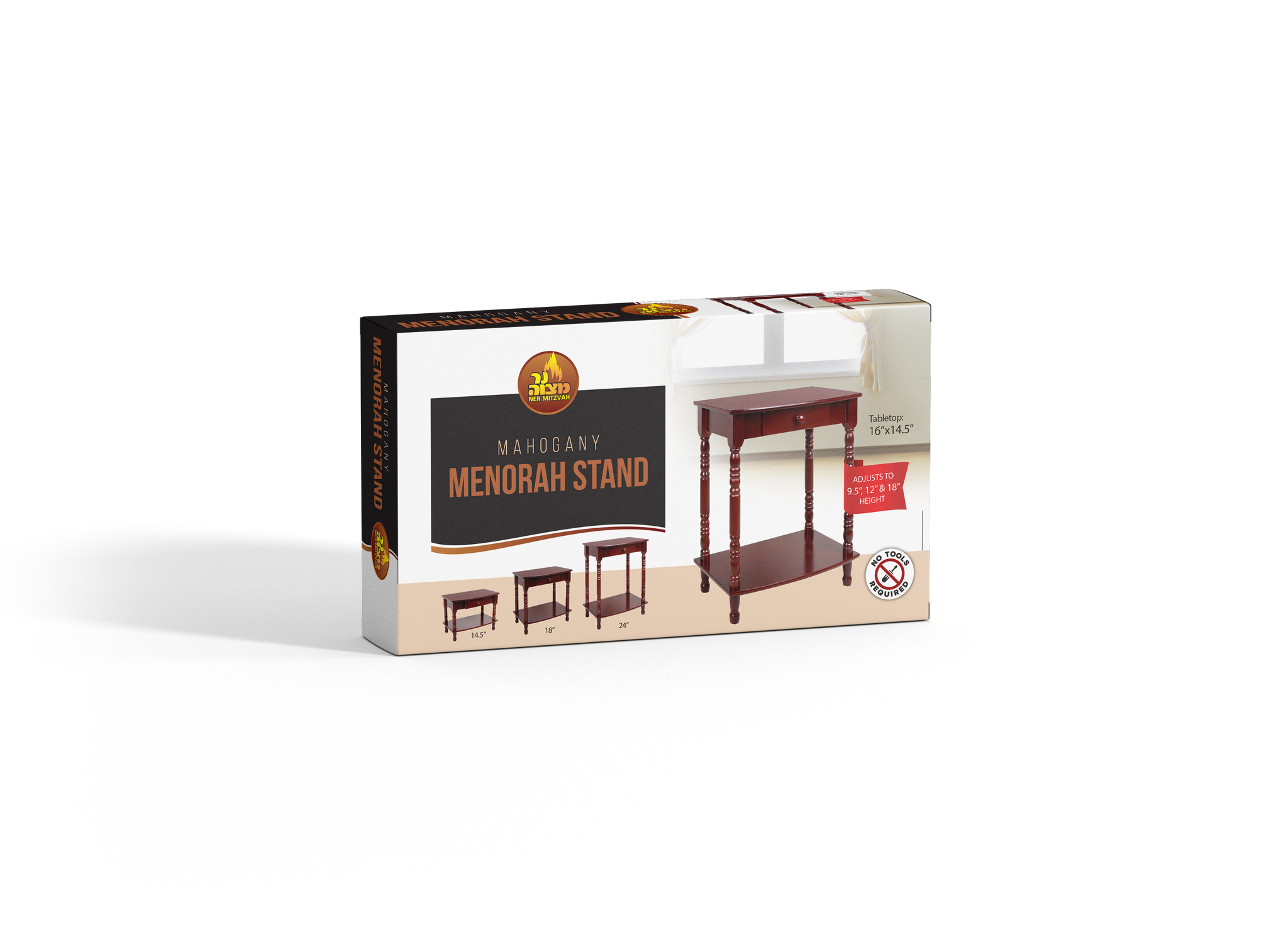 Menorah Stand with Drawer - 3 Heights