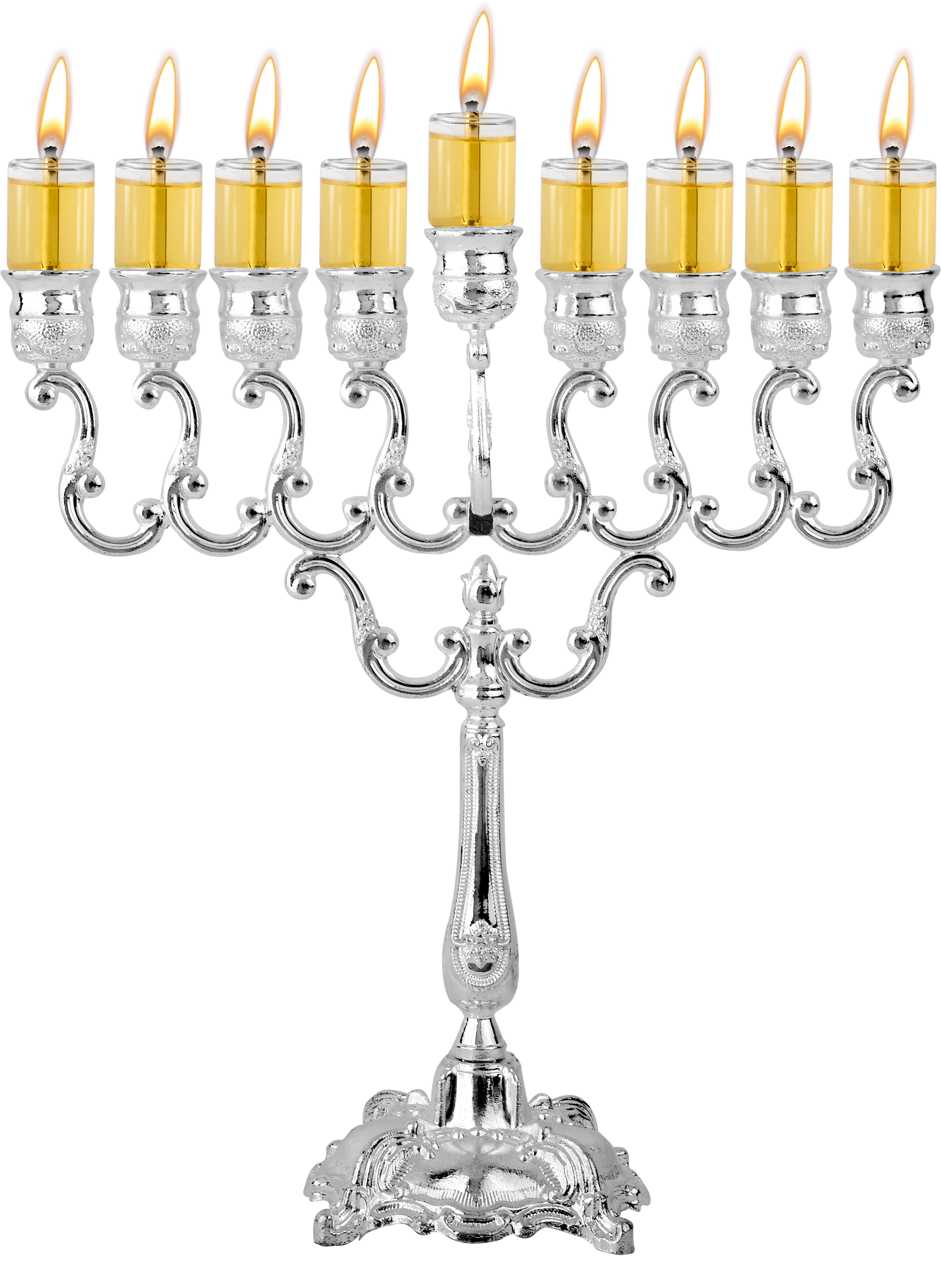 Silver Plated Oil Menorah 10" Height