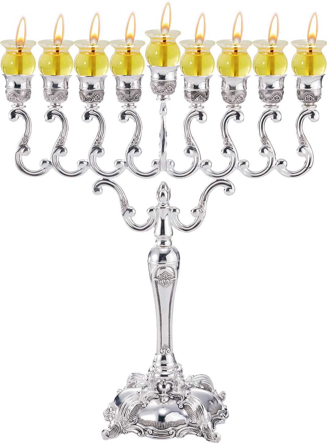 Silver Plated Oil Menorah 14" Height