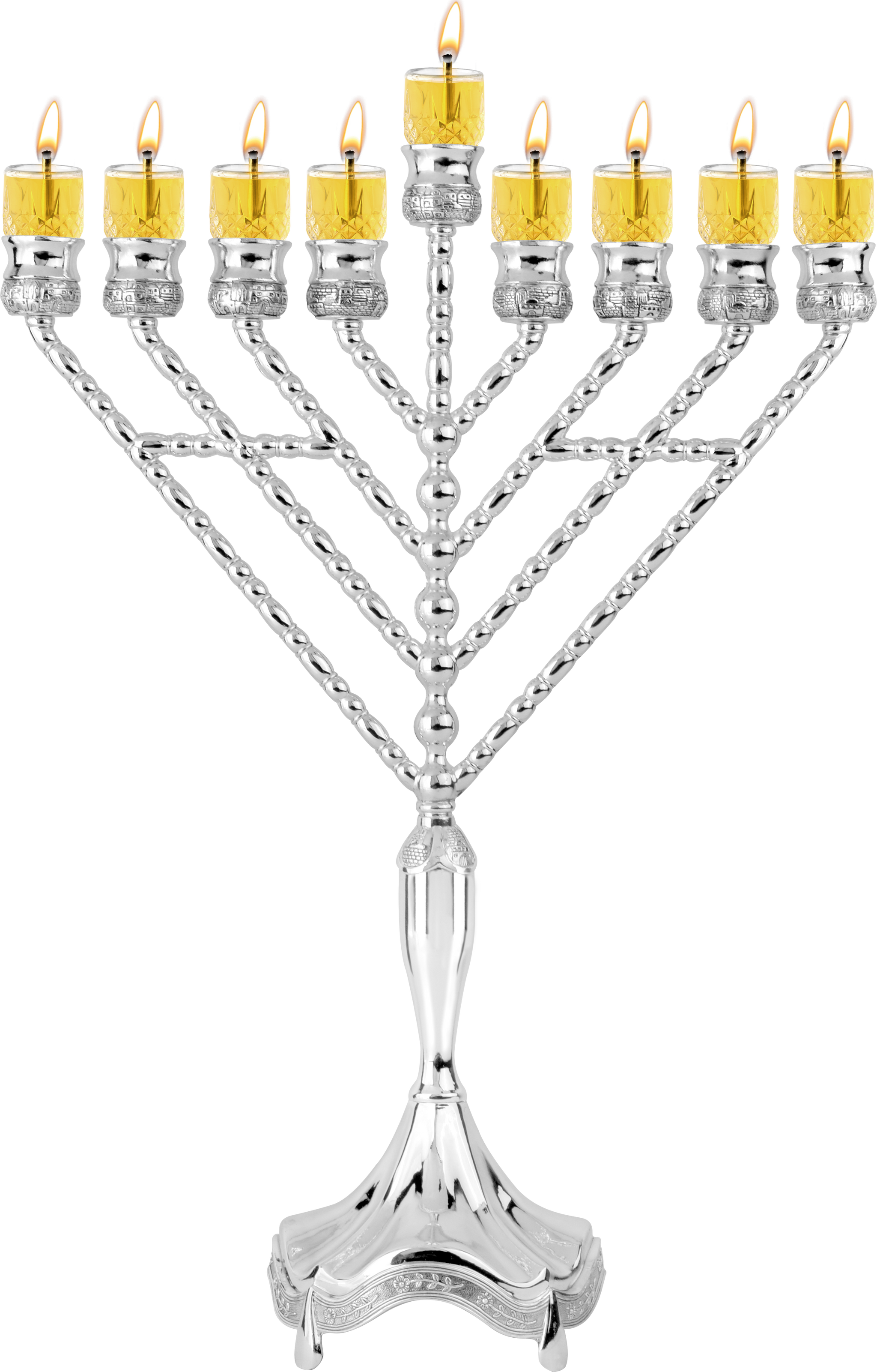 Silver Plated Oil Menorah Rambam