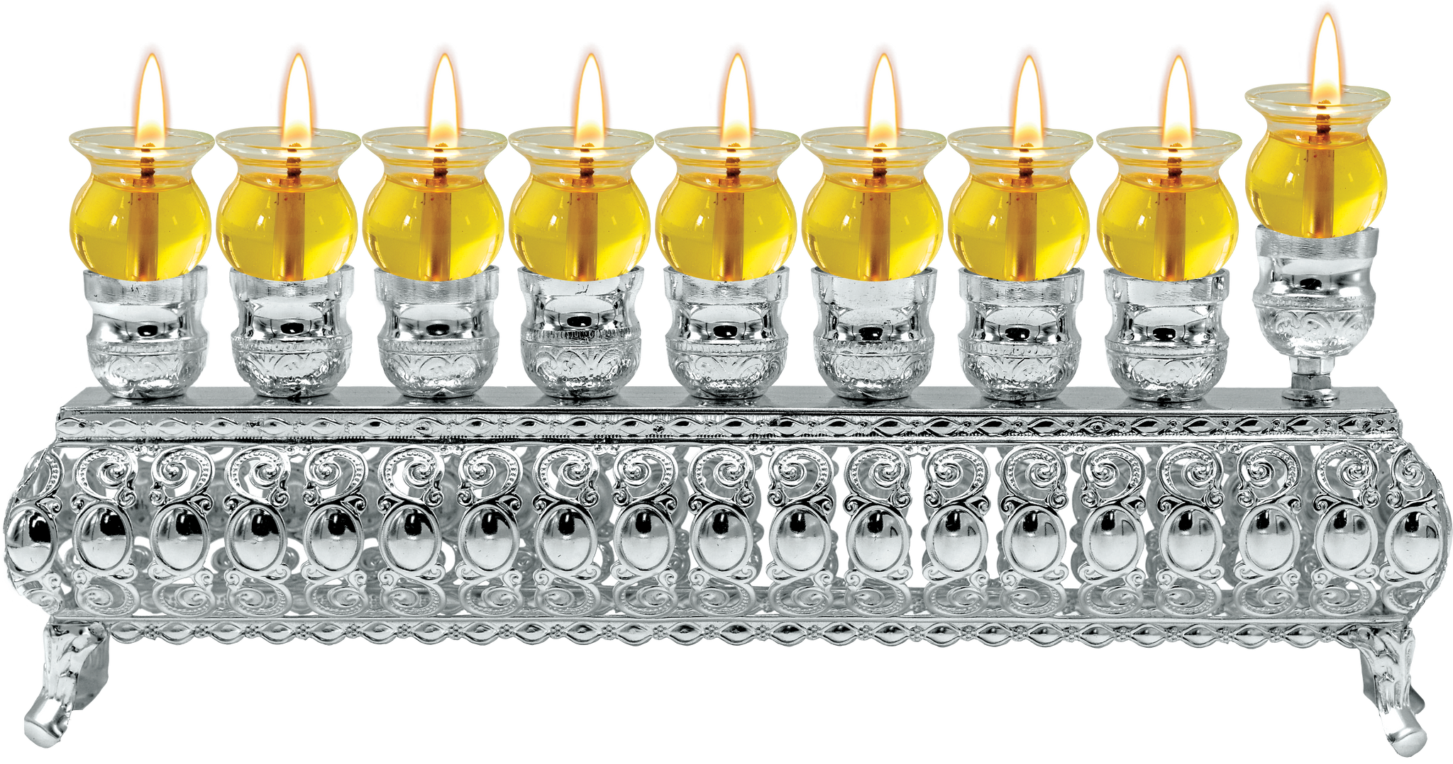Oil Menorah Silver Plated