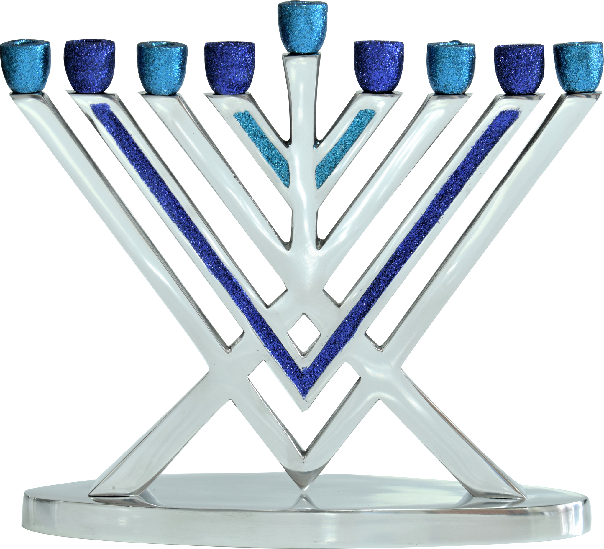 Glitter Rambam Aluminum Menorah