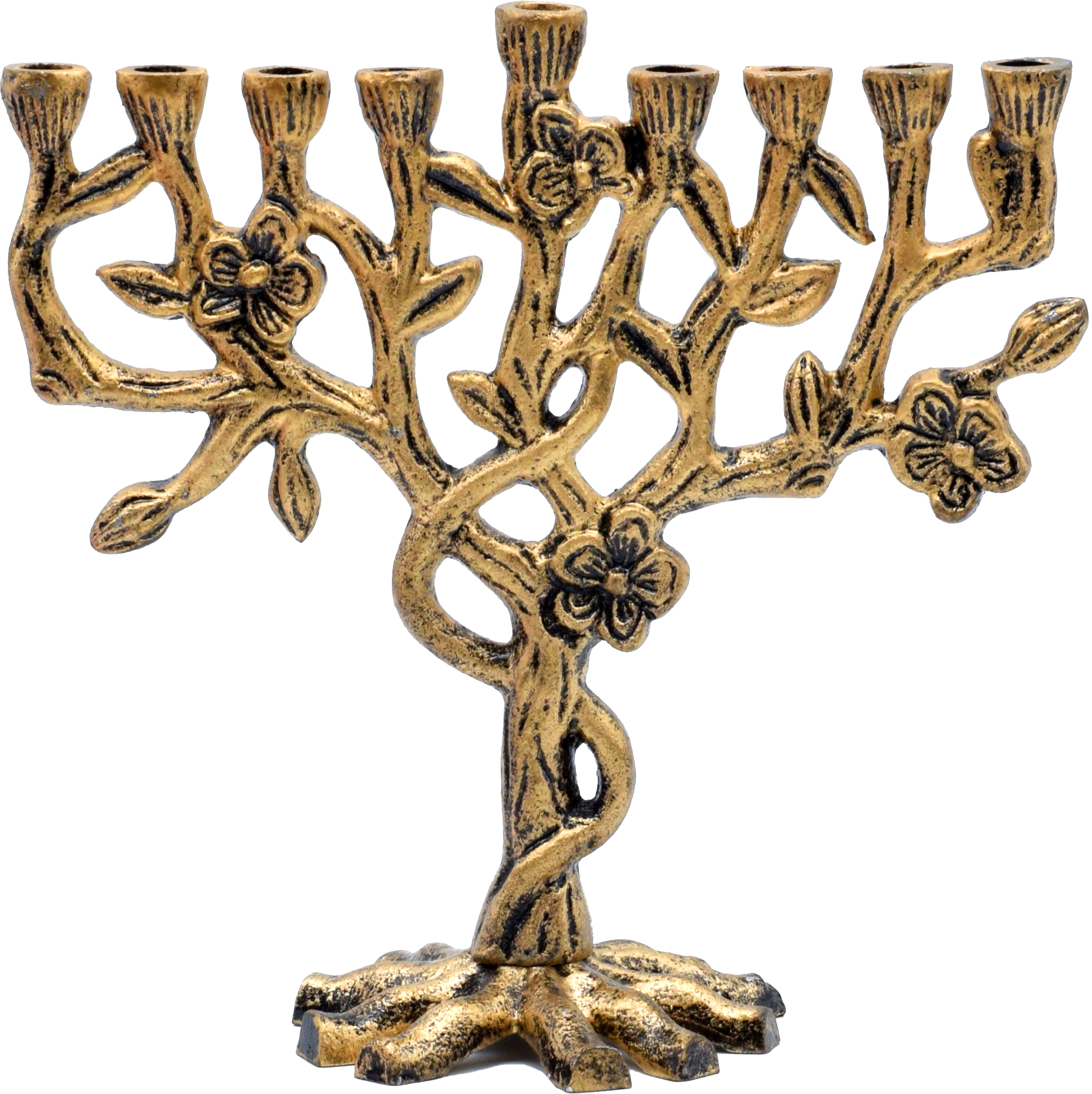 Antique Aluminum Menorah Tree Of Life - Bronze
