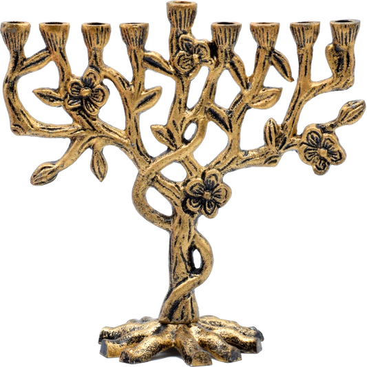 Antique Aluminum Menorah Tree Of Life - Bronze