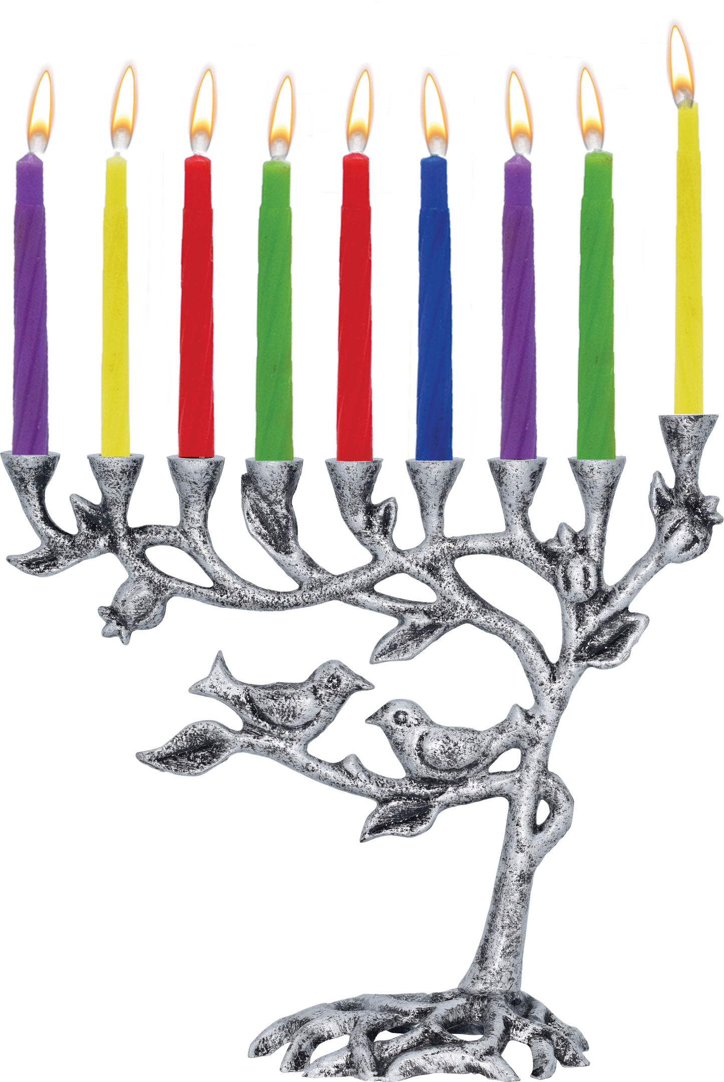 Antique Menorah Tree of Life - Silver