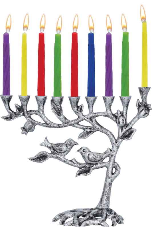 Antique Menorah Tree of Life - Silver