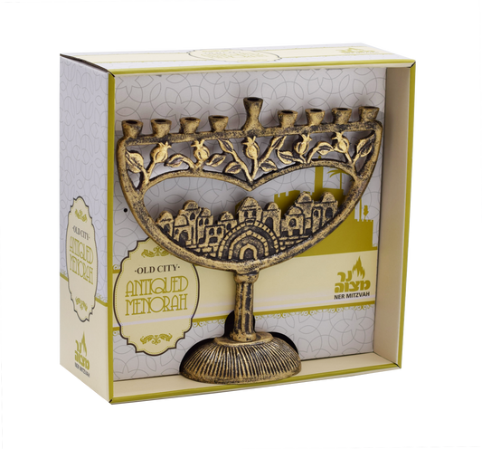 Antique Menorah Old City - Gold