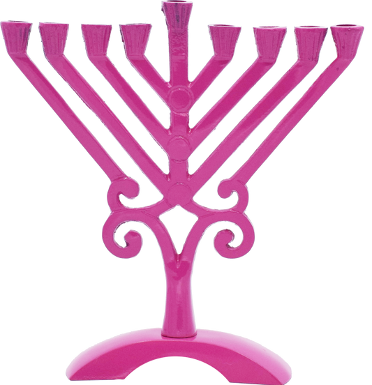 Kids Pink Colored 6 Rambam Style Menorah