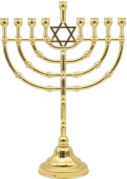 12"  Traditional Menorah (Gold Plated)