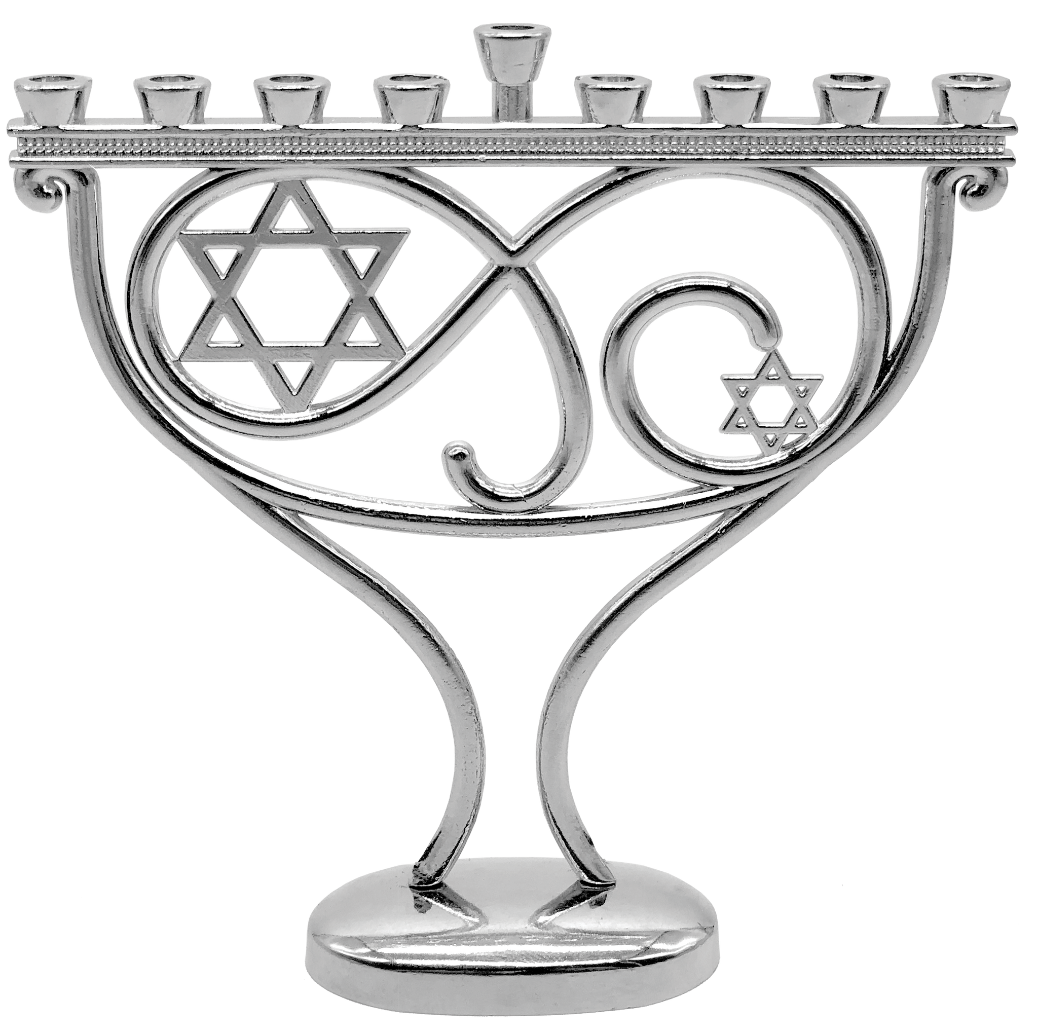 Whimsical Menorah Silvertone Finish
