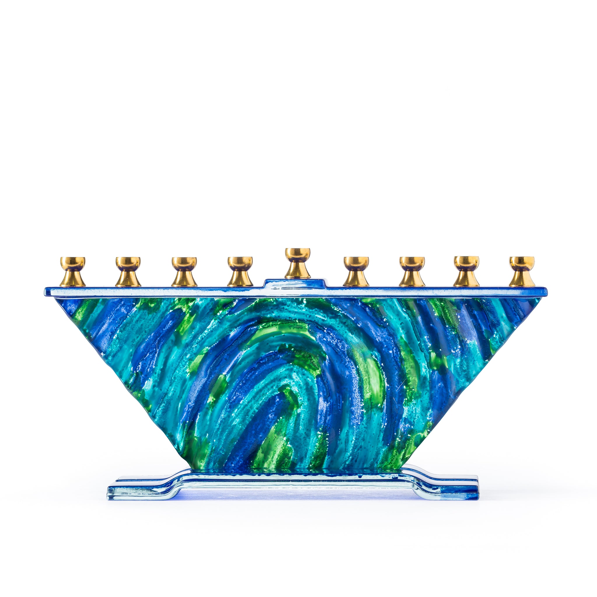 Hand Crafted Glass Menorah - Van Gogh Style
