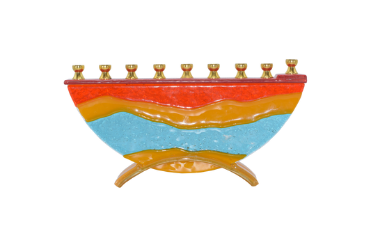 Hand Crafted Glass Menorah - Desert Miracles