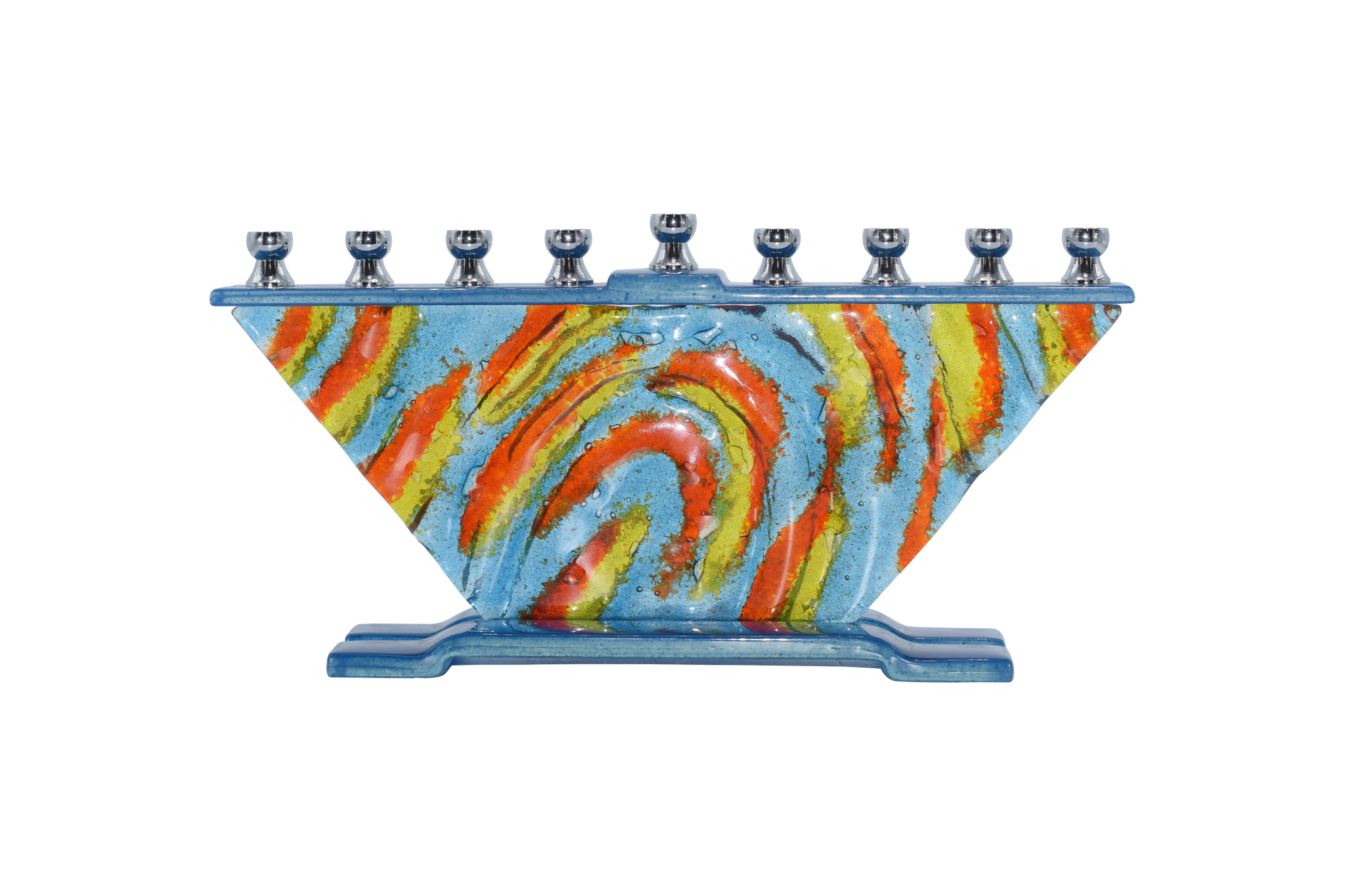 Hand Crafted Glass Menorah - Winds Of Inspiration
