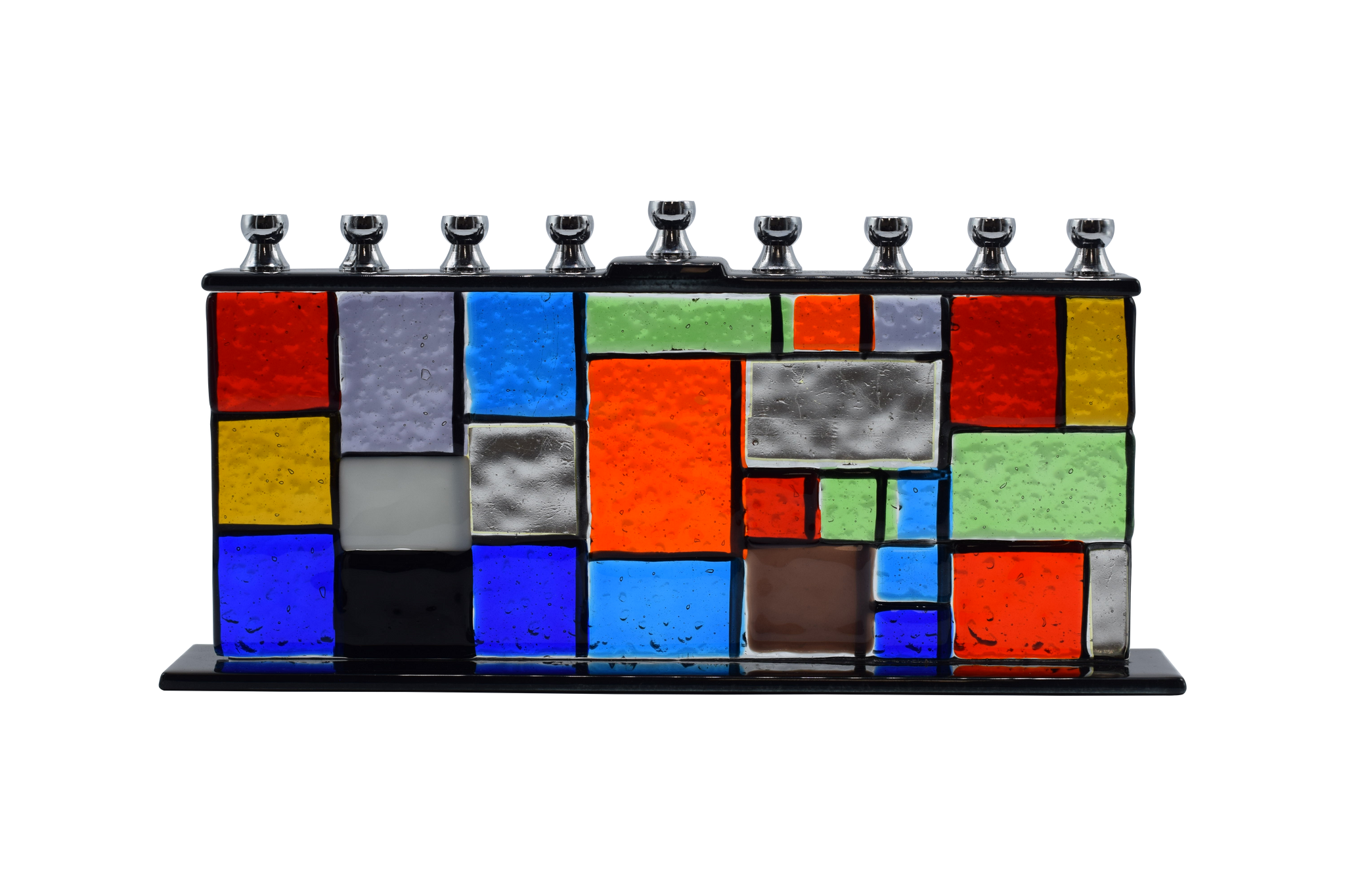 Hand Crafted Glass Menorah - Walls Of Unity