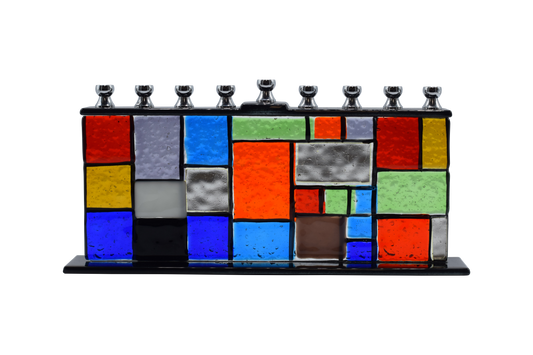 Hand Crafted Glass Menorah - Walls Of Unity