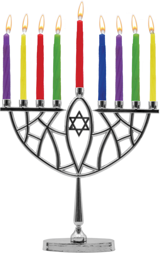 Candle Menorah Set Chrome Prismatic