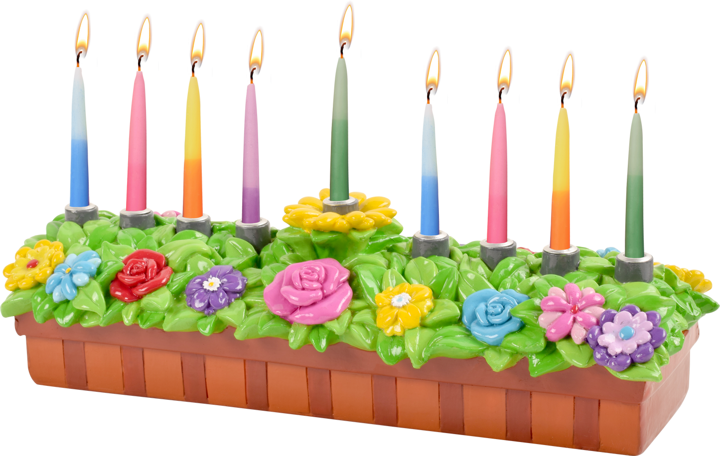 Hand Painted Resin Menorah - Planter