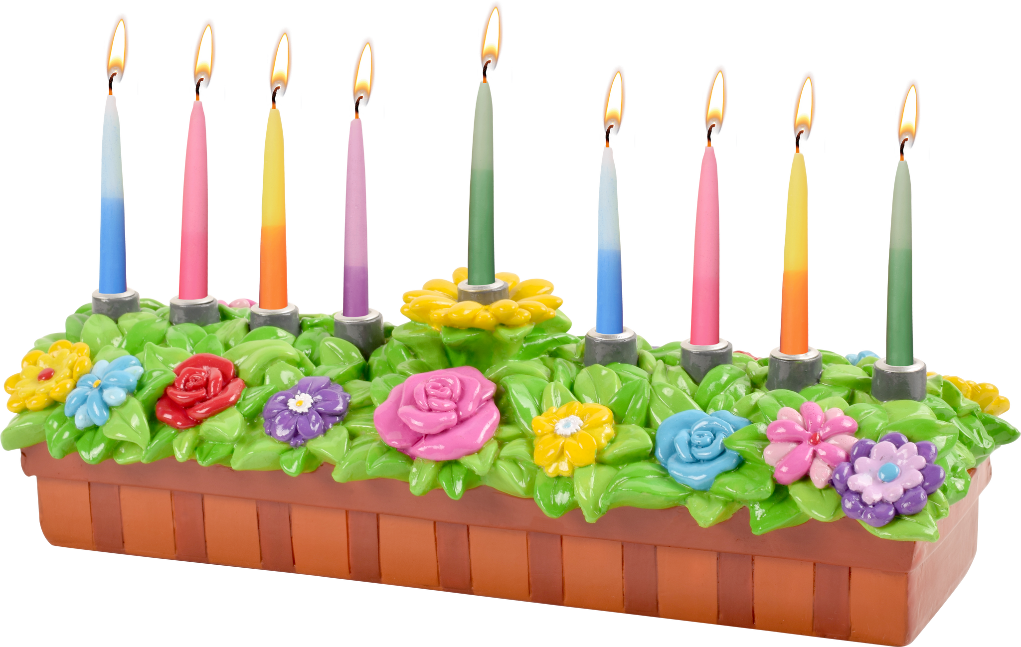 Hand Painted Resin Menorah - Planter