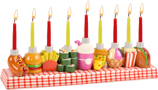 Hand Painted Resin Menorah - Deli Food