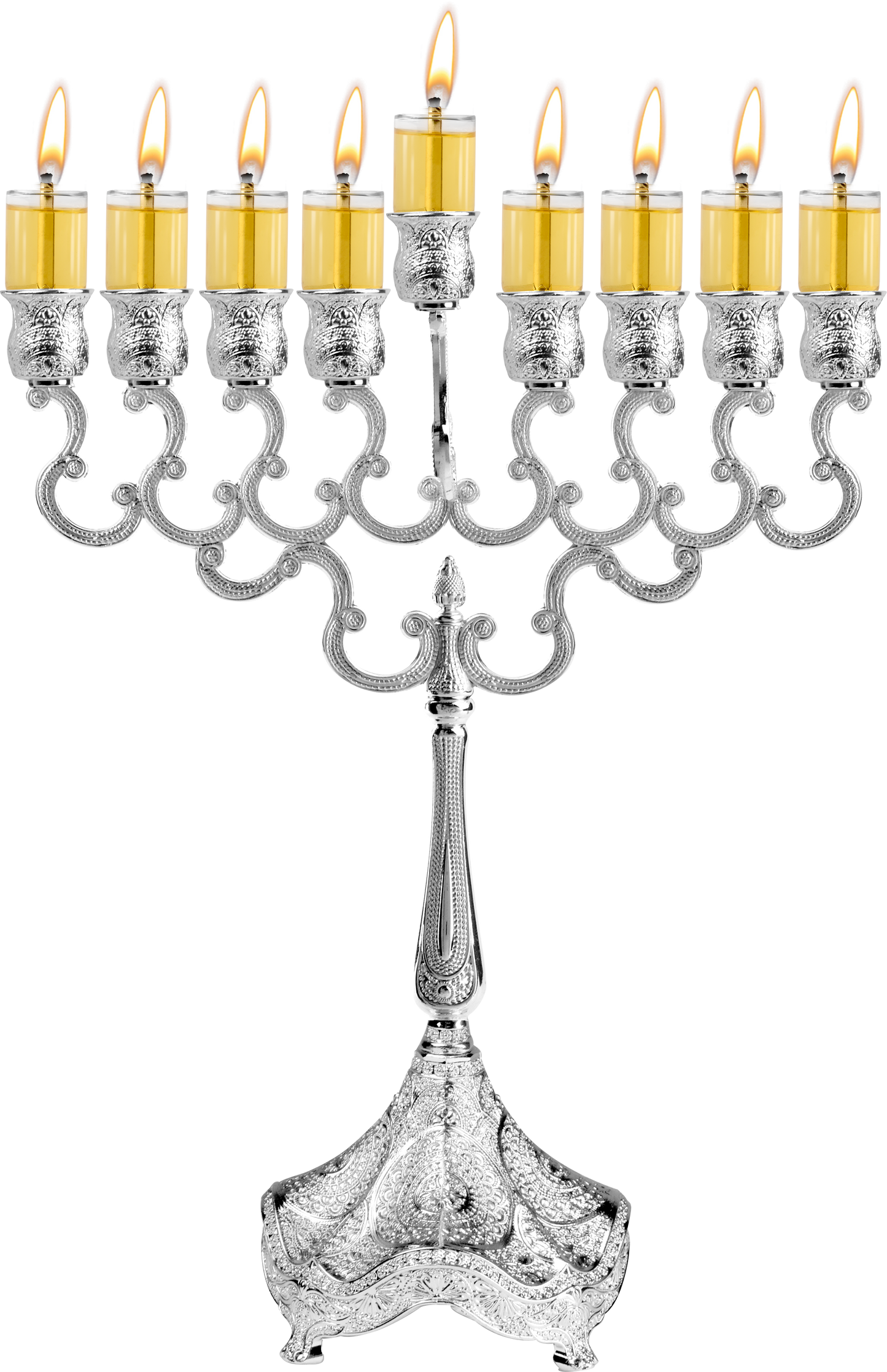 12" Silver Plated Oil Menorah