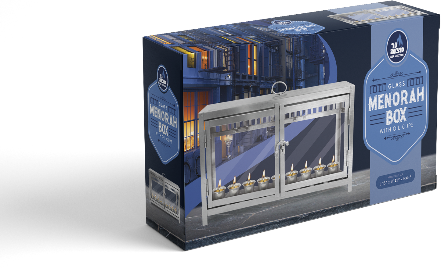 Menorah Display Box - Silver