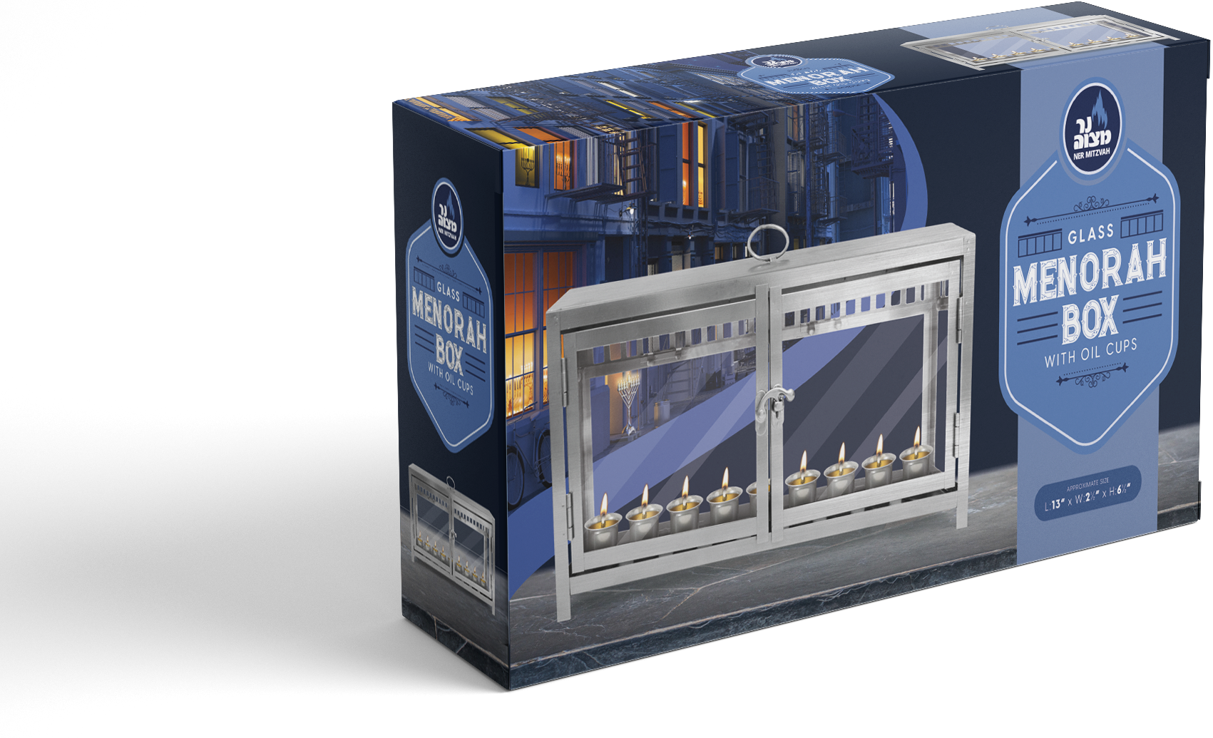 Menorah Display Box - Silver