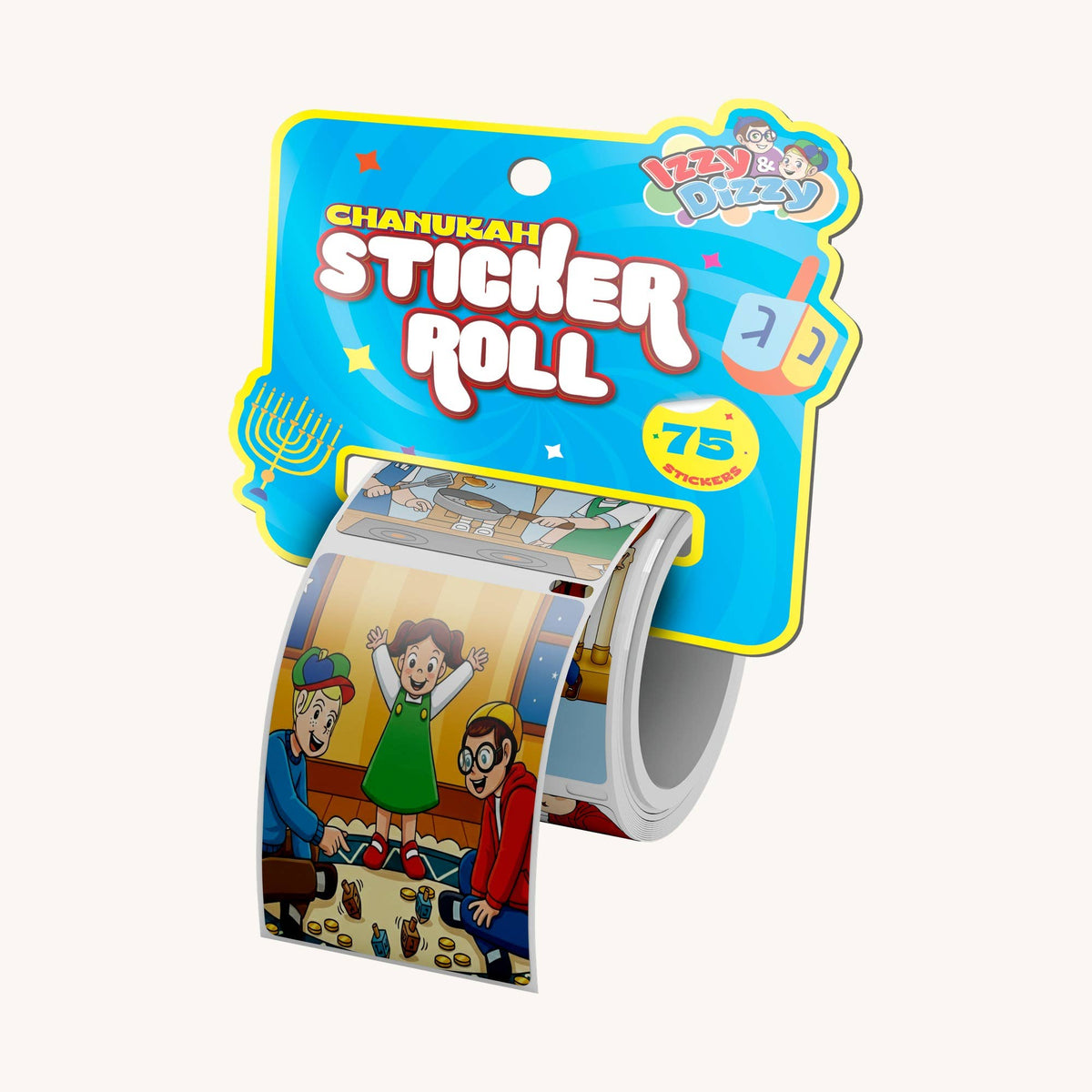 Chanukah Sticker Roll - 75 Stickers