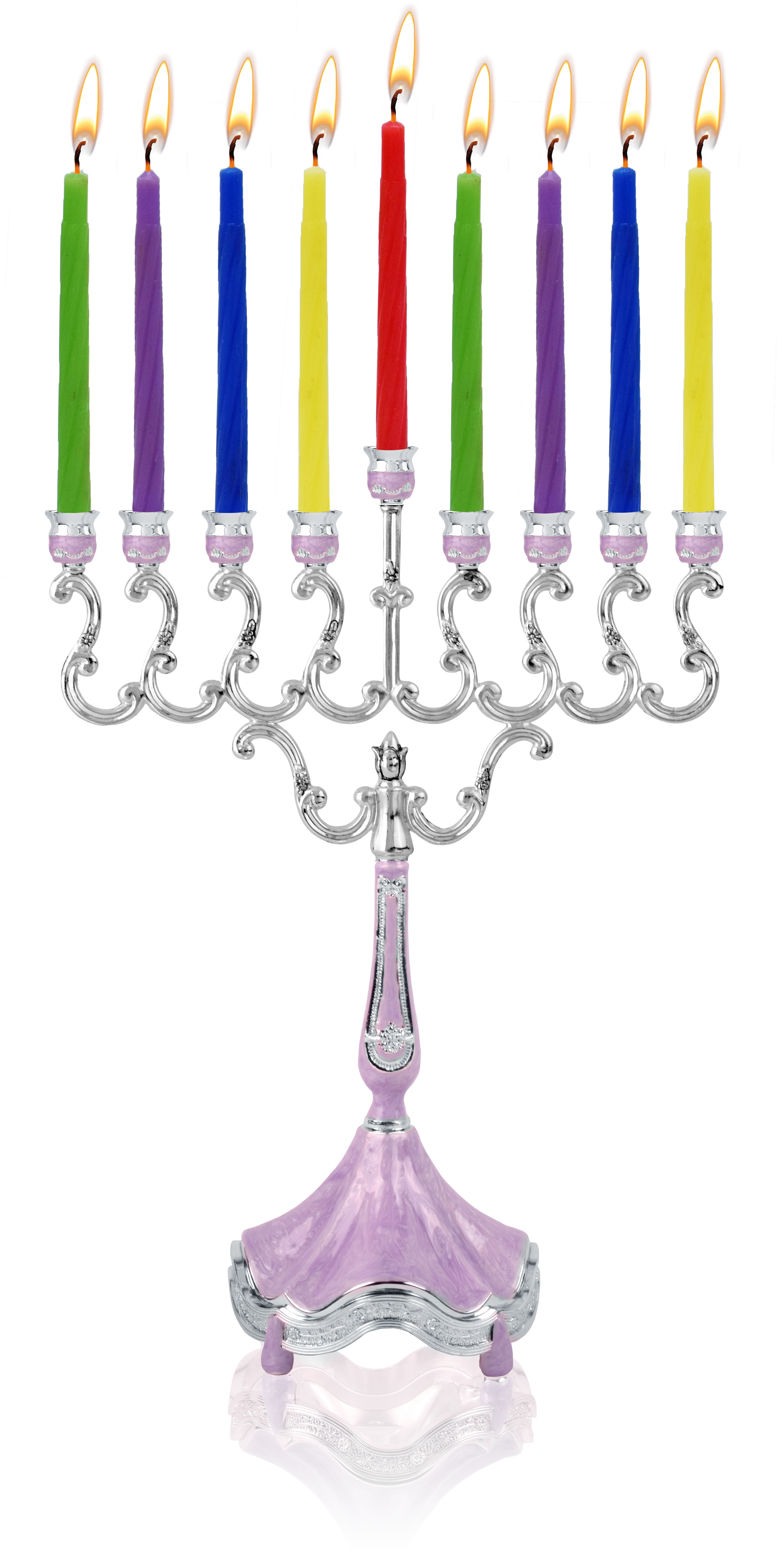 Marbleized Silver Plated Candle Menorah - Purple