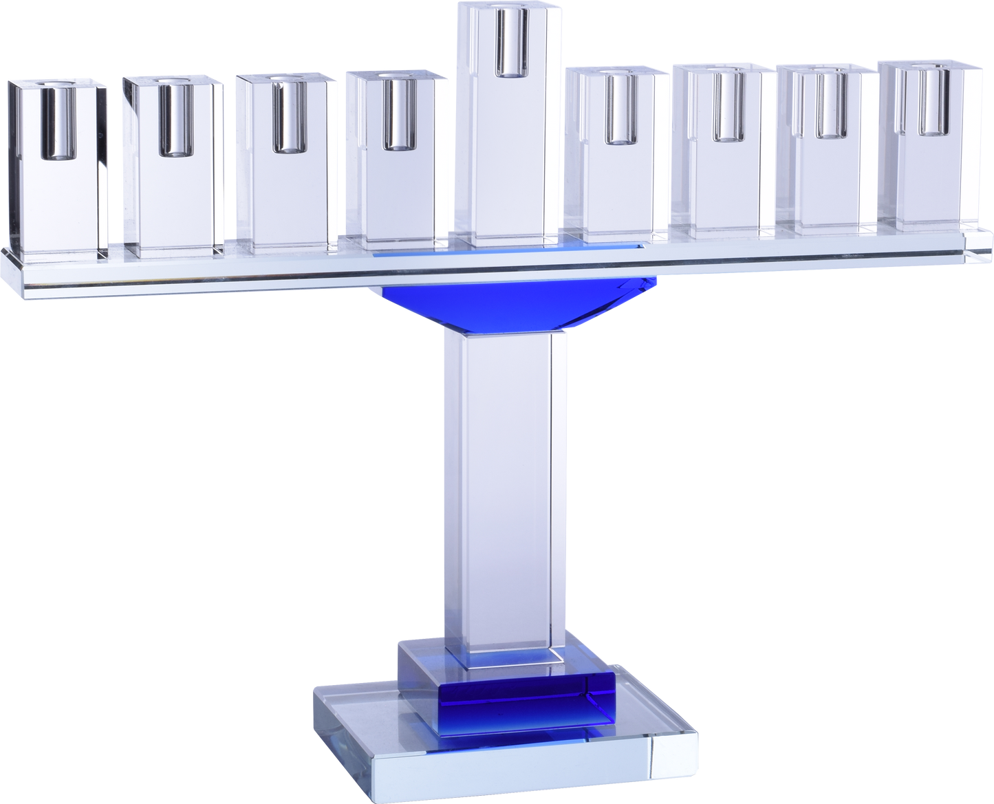 Crystal Glass Menorah - Blue