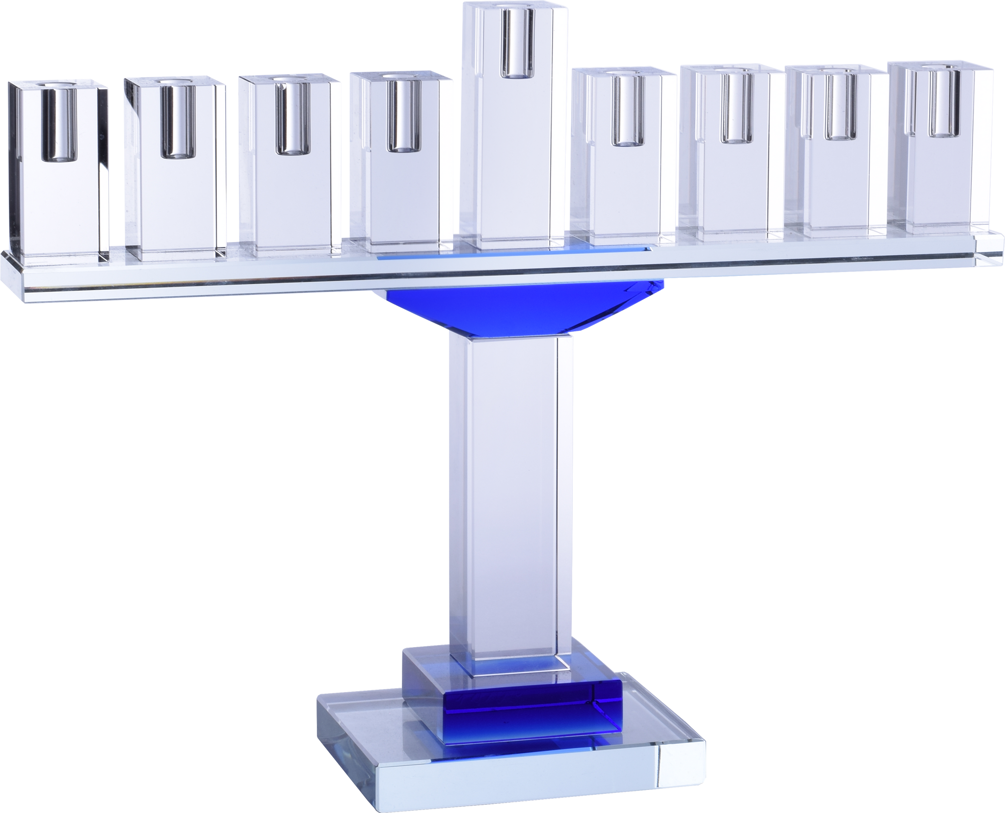 Crystal Glass Menorah - Blue