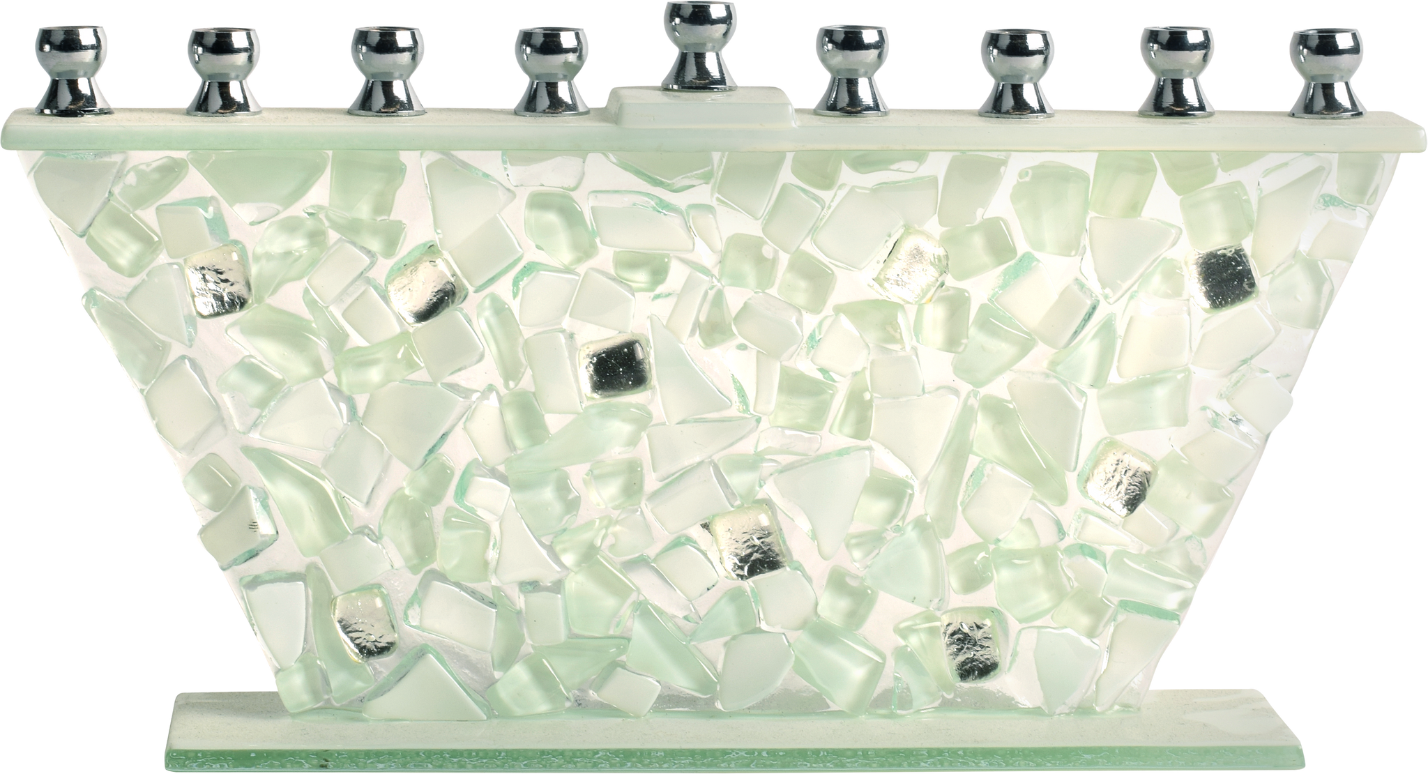 Hand Crafted Glass Menorah - Shattered Glass
