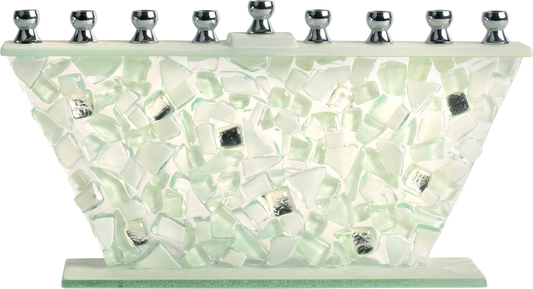 Hand Crafted Glass Menorah - Shattered Glass