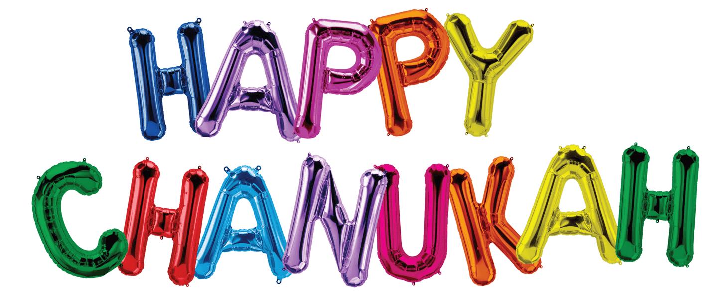 Happy Chanukah Letter Balloons- Multi-Color