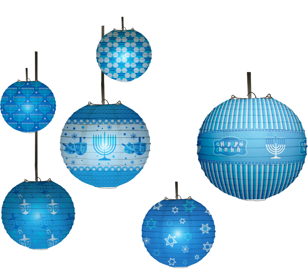 6pk Chanukah Ball LED lanterns