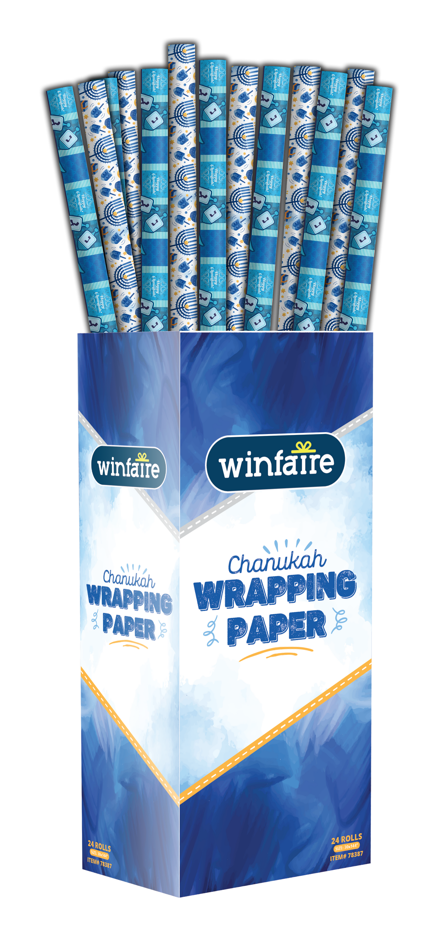 Chanukah Wrapping Paper - Blue Design Assorted