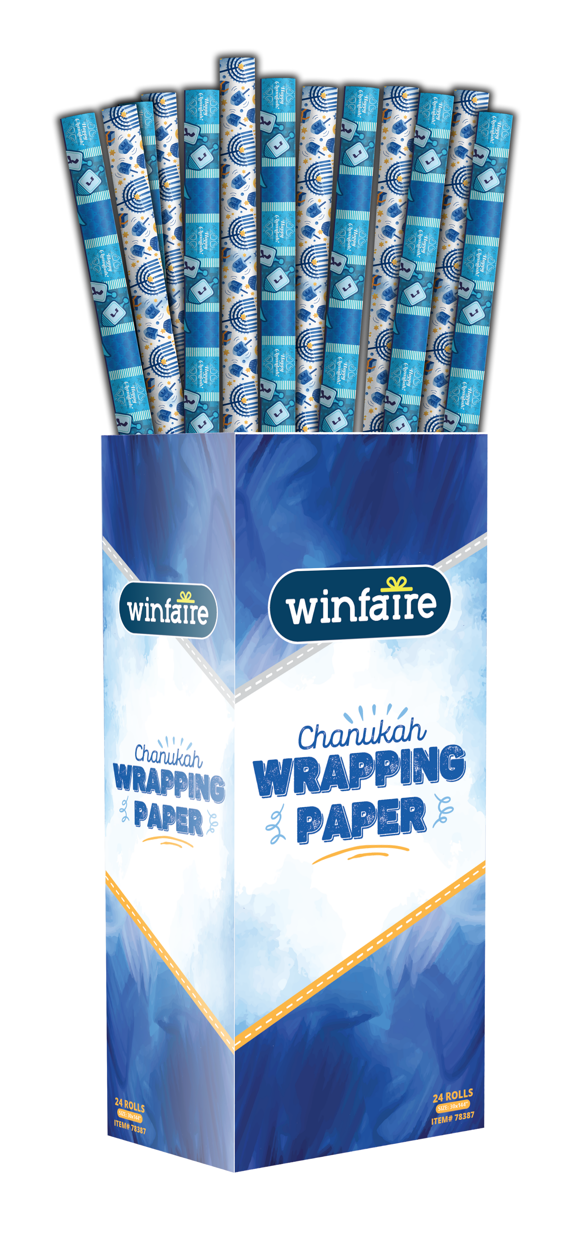 Chanukah Wrapping Paper - Blue Design Assorted