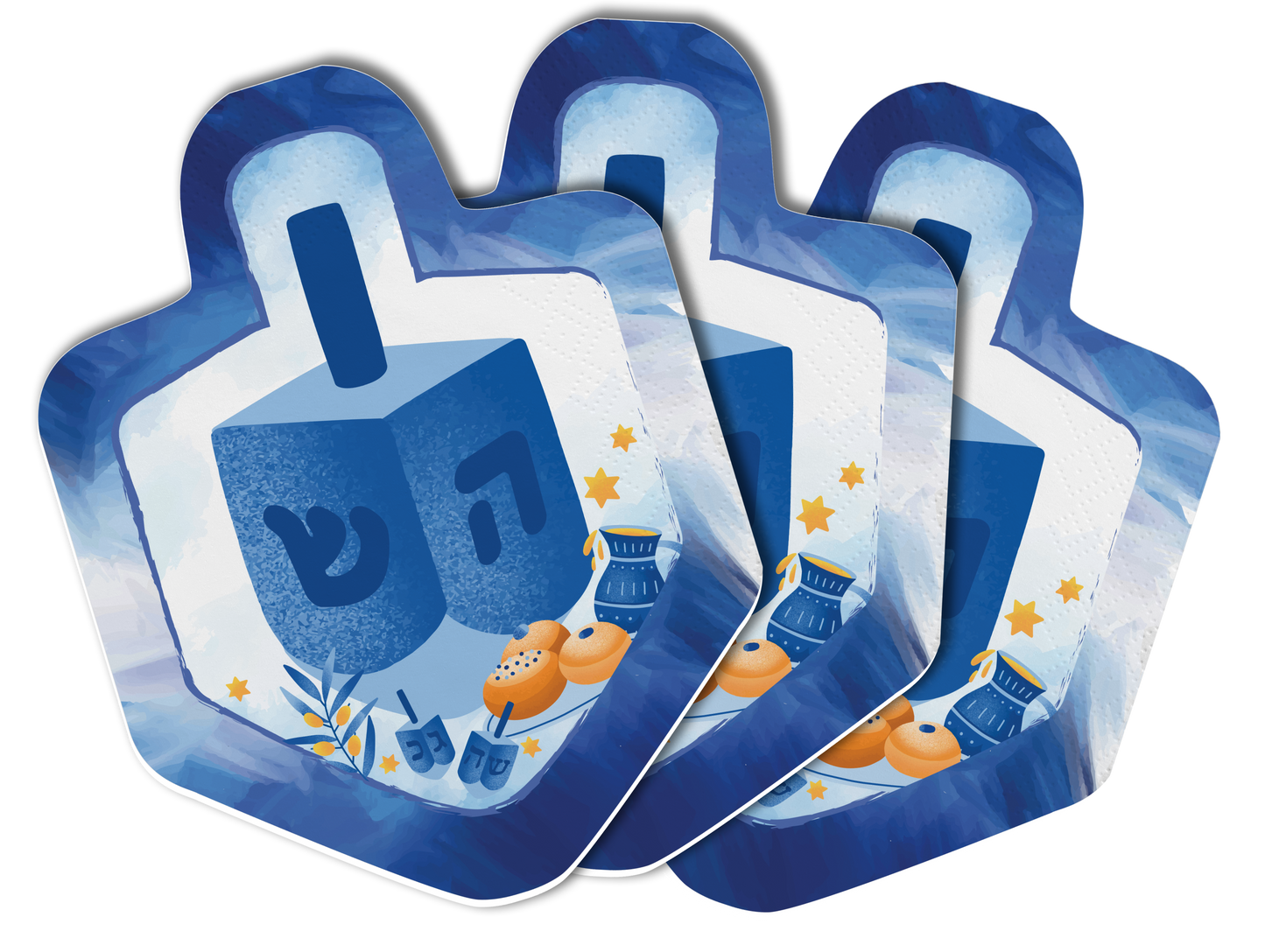 Dreidel Shaped Napkin- Blue & White Design
