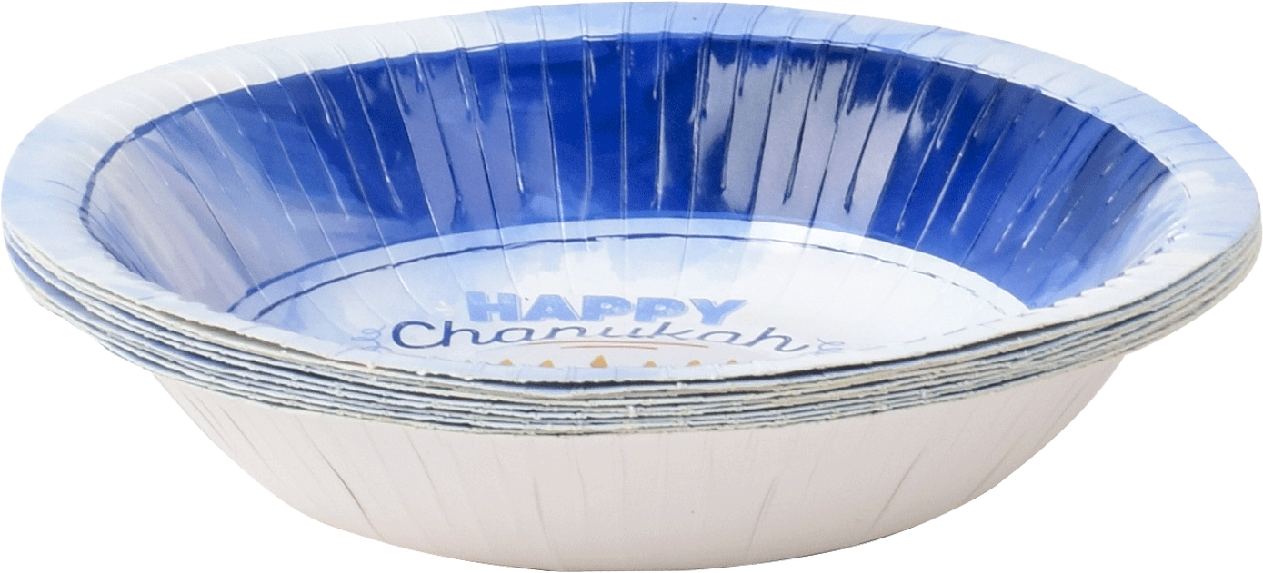 10pk Chanukah Soup Plates - Blue Design