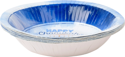 10pk Chanukah Soup Plates - Blue Design