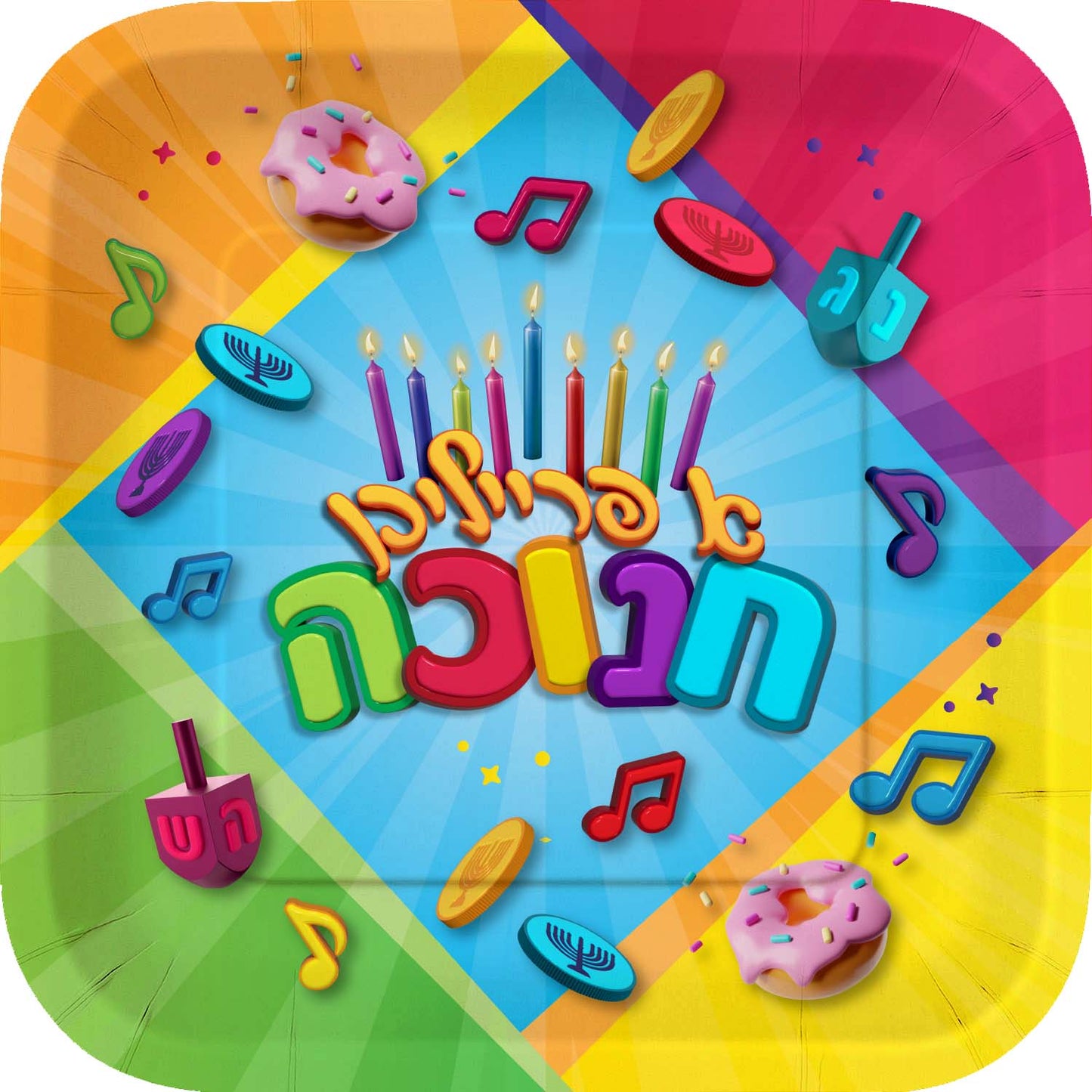 Chanukah Plates 7"- Yiddish