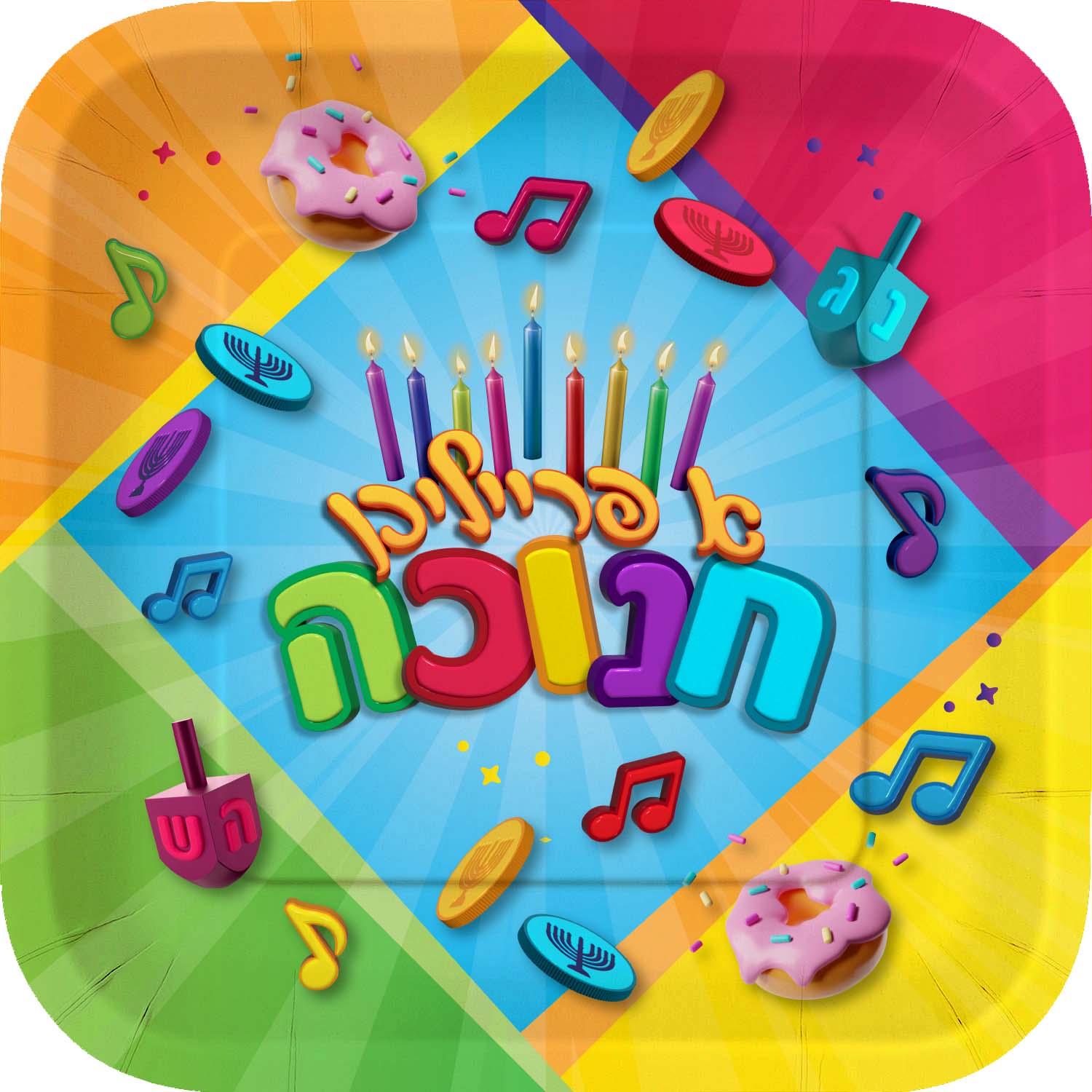 Chanukah Plates 7"- Yiddish