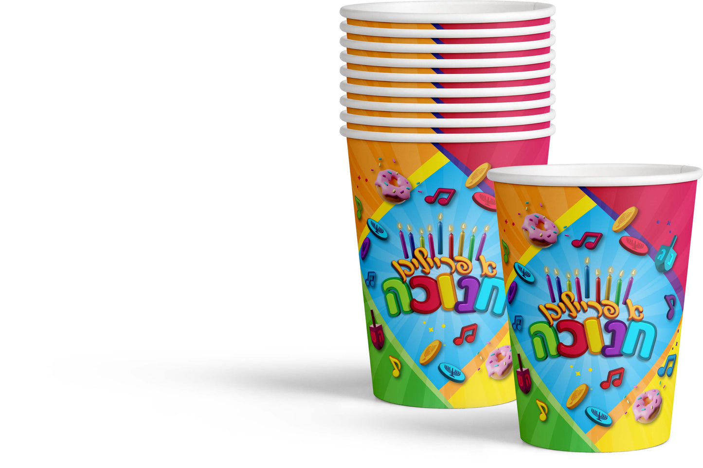 Chanukah Cups 9oz - Yiddish