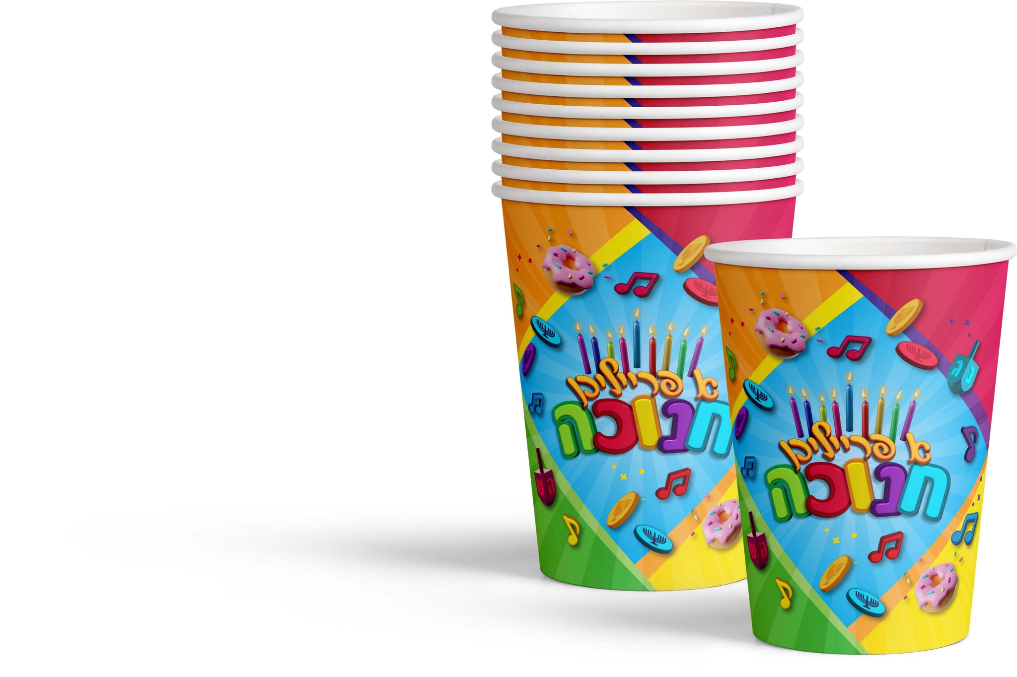 Chanukah Cups 9oz - Yiddish