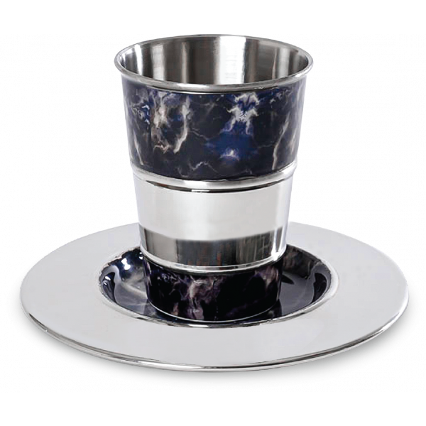 Marble & Stainless Steel Kiddush Cup & Tray