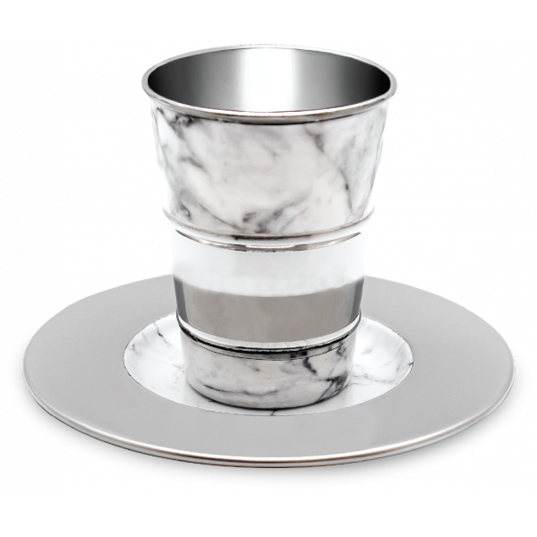 Marble & Stainless Steel Kiddush Cup and Tray